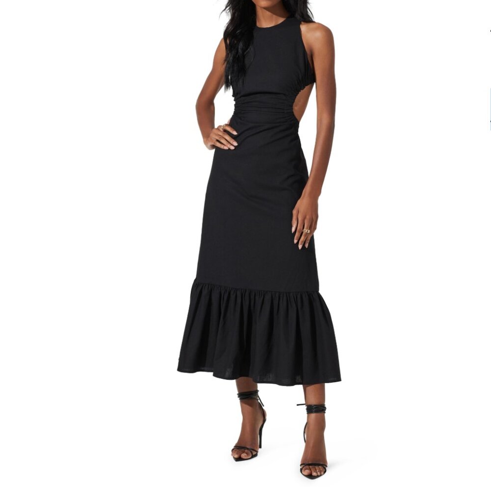 ASTR the Label Open Back Linen & Cotton Maxi Dress